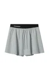 Mini Cream Drawstring Skirt In Gray