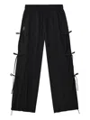 Mini Cream Drawstring Track Pants In Black