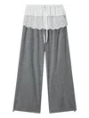 Mini Cream Drawstring Trousers In Gray