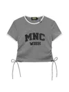 Mini Cream Drawstring-hem Cropped T-shirt In Gray