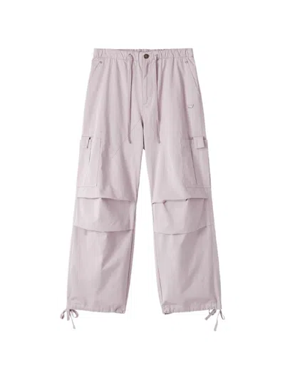 Mini Cream Drawstring-waist Cargo Trousers In Pink