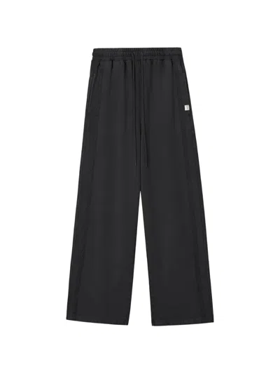 Mini Cream Drawstring-waist Wide-leg Trousers In Gray