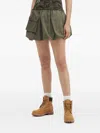 Mini Cream Elasticated Balloon Mini Skirt In Green