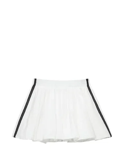 Mini Cream Elastic-waist Mini Skirt In White