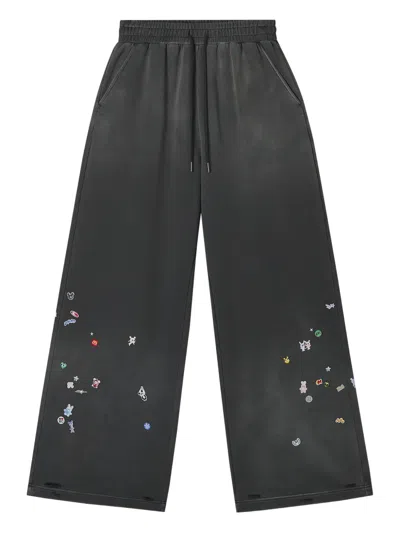 Mini Cream Embellished Palazzo Pants In Gray