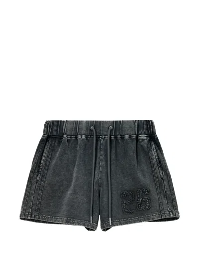 Mini Cream Faded Drawstring Shorts In Grey