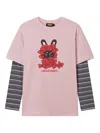 Mini Cream Graphic Crew-neck Top In Pink