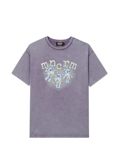 Mini Cream Graphic-print Bow-detail T-shirt In Purple