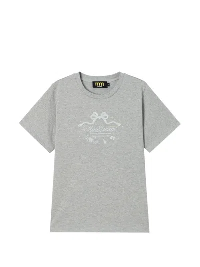 Mini Cream Graphic-print Faux-pearl-embellished T-shirt In Black