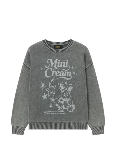 Mini Cream Graphic-print Intarsia-knit Sweater In Animal Print