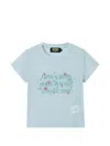Mini Cream Graphic-print Short-sleeve T-shirt In Blue