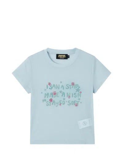 Mini Cream Graphic-print Short-sleeve T-shirt In Blue
