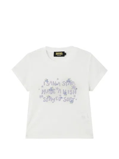 Mini Cream Graphic-print Short-sleeve T-shirt In White