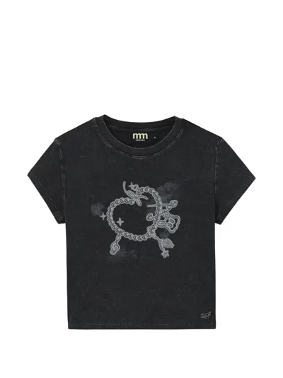 Mini Cream Graphic-print T-shirt In Black