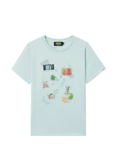 Mini Cream Graphic-print T-shirt In Blue