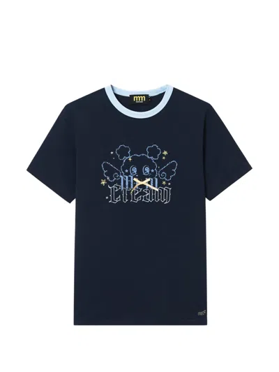 Mini Cream Graphic-print T-shirt In Blue