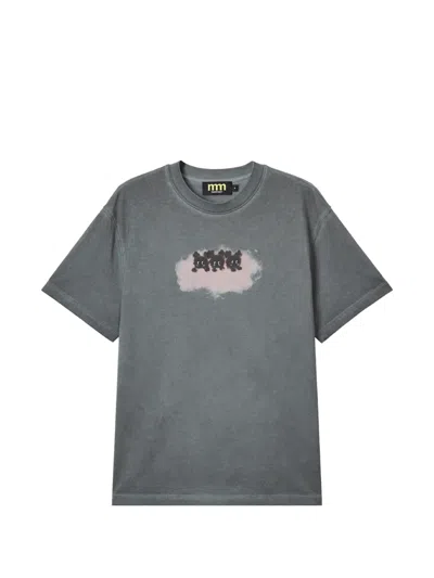 Mini Cream Graphic-print T-shirt In Gray