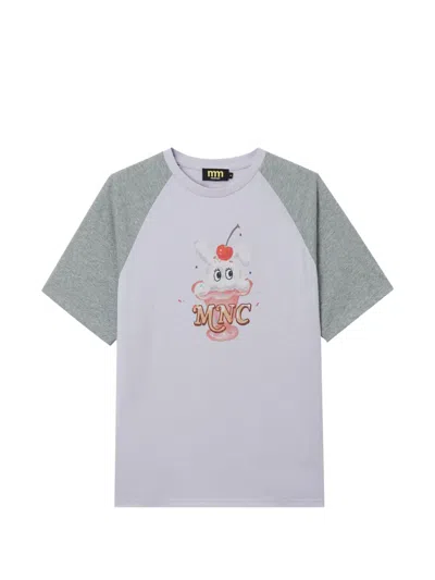 Mini Cream Graphic-print T-shirt In Gray