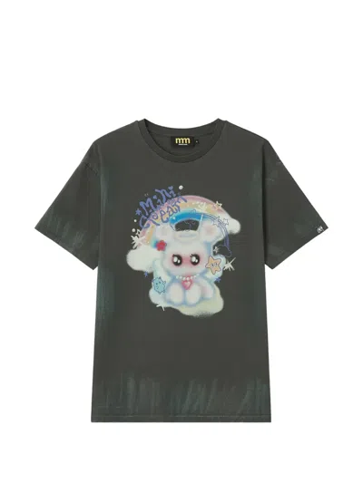 Mini Cream Graphic-print T-shirt In Grey