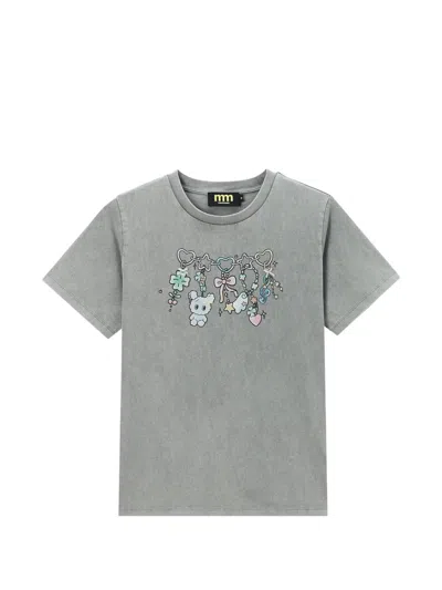 Mini Cream Graphic-print T-shirt In Grey