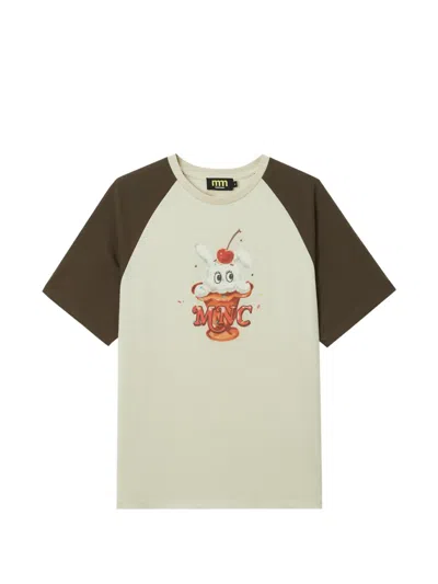 Mini Cream Graphic-print T-shirt In Neutral