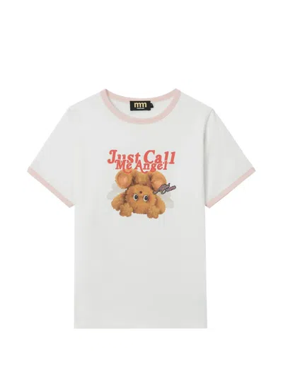 Mini Cream Graphic-print T-shirt In White