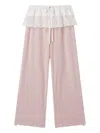 Mini Cream Lace-trim Trousers In Pink