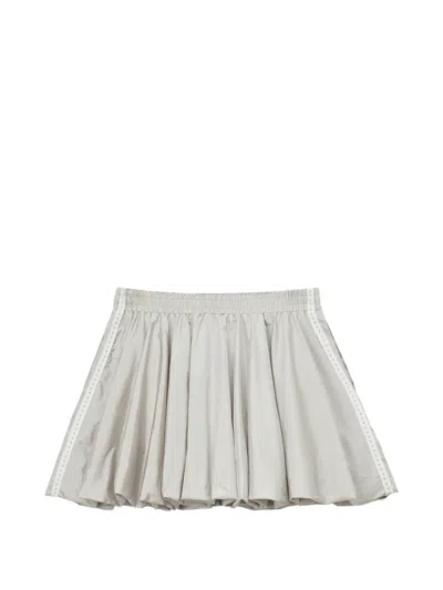 Mini Cream Lace-trim Appliqué Skirt In Gray