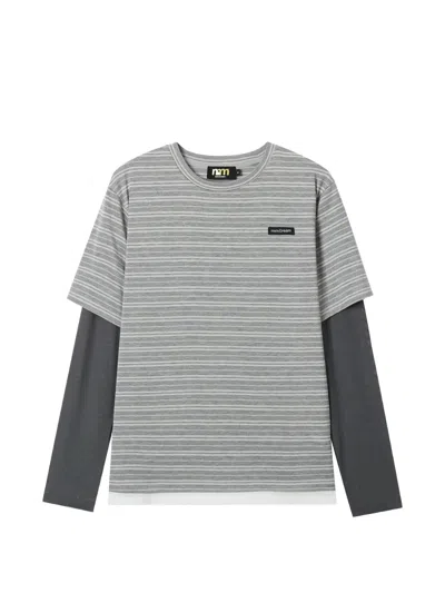 Mini Cream Layered T-shirt In Gray