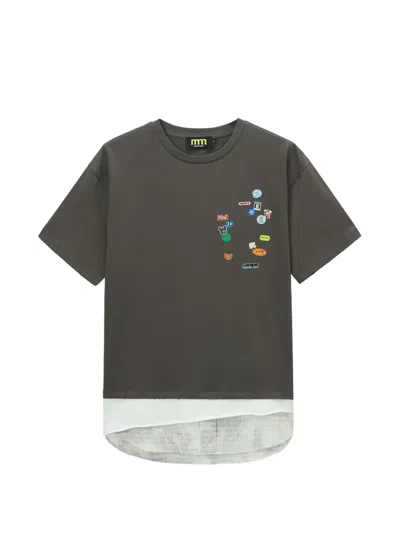 Mini Cream Layered T-shirt In Gray