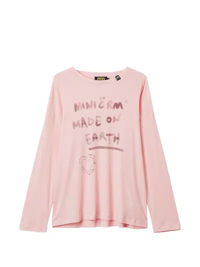 Mini Cream Lettering-print T-shirt In Pink