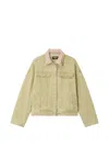 Mini Cream Logo-patch Denim Jacket In Neutrals