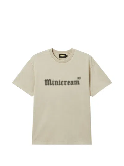 Mini Cream Logo-print T-shirt In Neutral