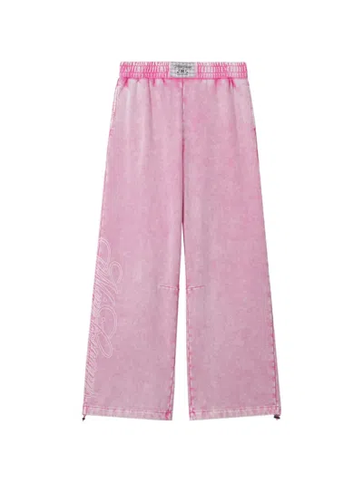 Mini Cream Logo-print Wide-leg Trousers In Multi