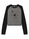 Mini Cream Long-sleeve Cropped Top In Gray