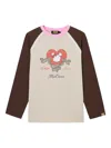 Mini Cream Long-sleeve Graphic-design T-shirt In Neutral