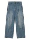 Mini Cream Panelled Jeans In Blue