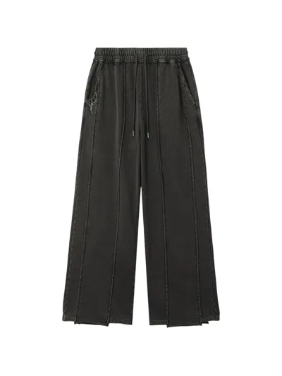 Mini Cream Panelled Wide-leg Track Pants In Black