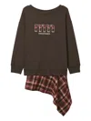 Mini Cream Plaid Sweatshirt In Brown