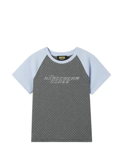 Mini Cream Polka-dot T-shirt In Gray