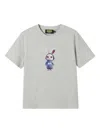 Mini Cream Rabbit-print Cotton Top In Gray
