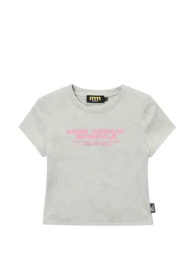 Mini Cream Round Neck T-shirt In Gray