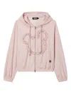 Mini Cream Ruffled-detail Zip-fastening Hoodie In Pink
