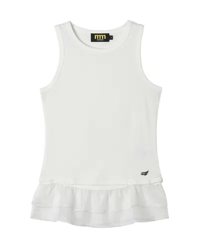 Mini Cream Ruffled-trim Sleeveless Top In White