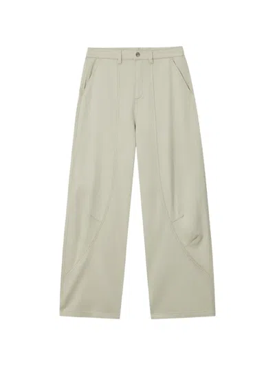 Mini Cream Seam-detail Wide-leg Trousers In Green