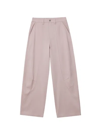 Mini Cream Seam-detail Wide-leg Trousers In Pink