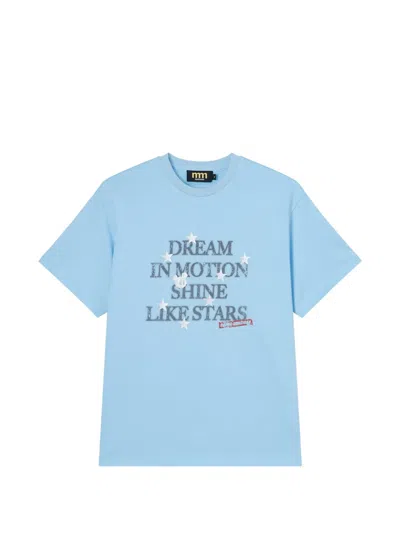 Mini Cream Slogan-print T-shirt In Blue