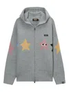 Mini Cream Star Hooded Cardigan In Gray