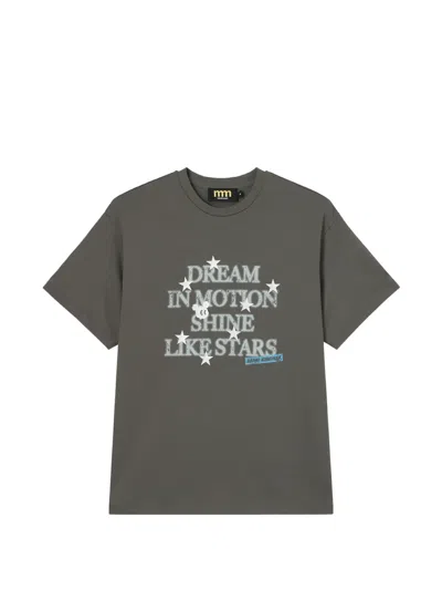 Mini Cream Star-motif T-shirt In Gray