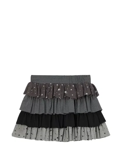 Mini Cream Star-print Tiered Mini Skirt In Multi